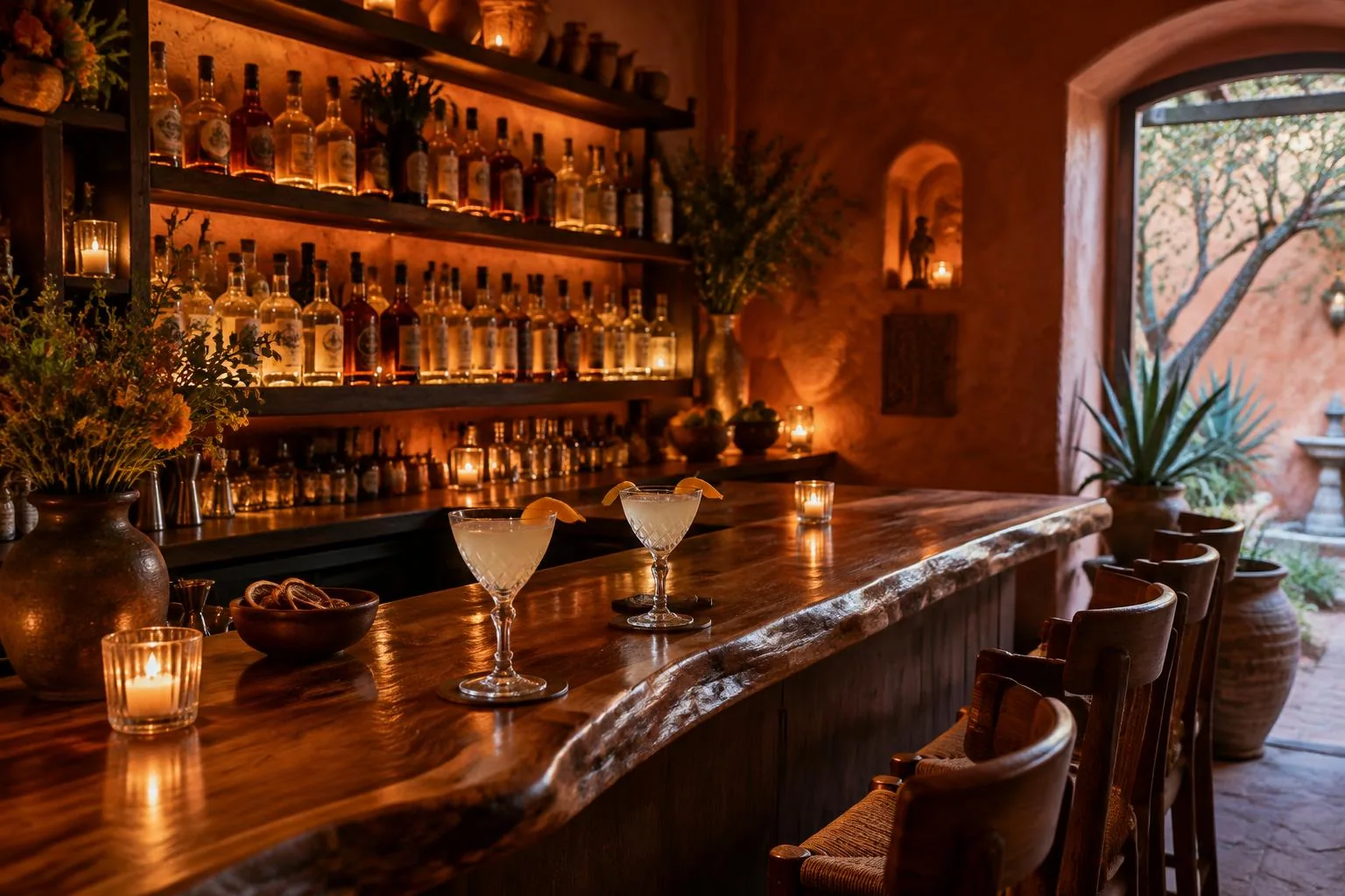 Ambiente de mezcalería, escena editorial
